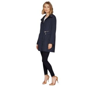 Cole Haan Indigo Back Bow Packable Hooded Rain Jacket Women's Size Small